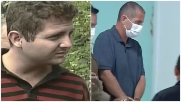 Sérgio Brasil Rolim, condenado a mais de 150 de prisão, em 2002, na época dos crimes, e em 2022, quando foi a julgamento novamente — Foto: TV Verdes Mares