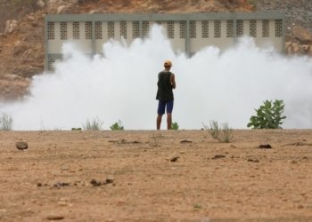 Imagem de apoio ilustrativo. O açude Castanhão, em Alto Santo, está com 25% do volume total. Na imagem, o registro é de 4 de dezembro de 2005, na parede do açude do Castanhão. / Crédito: Fco Fontenele